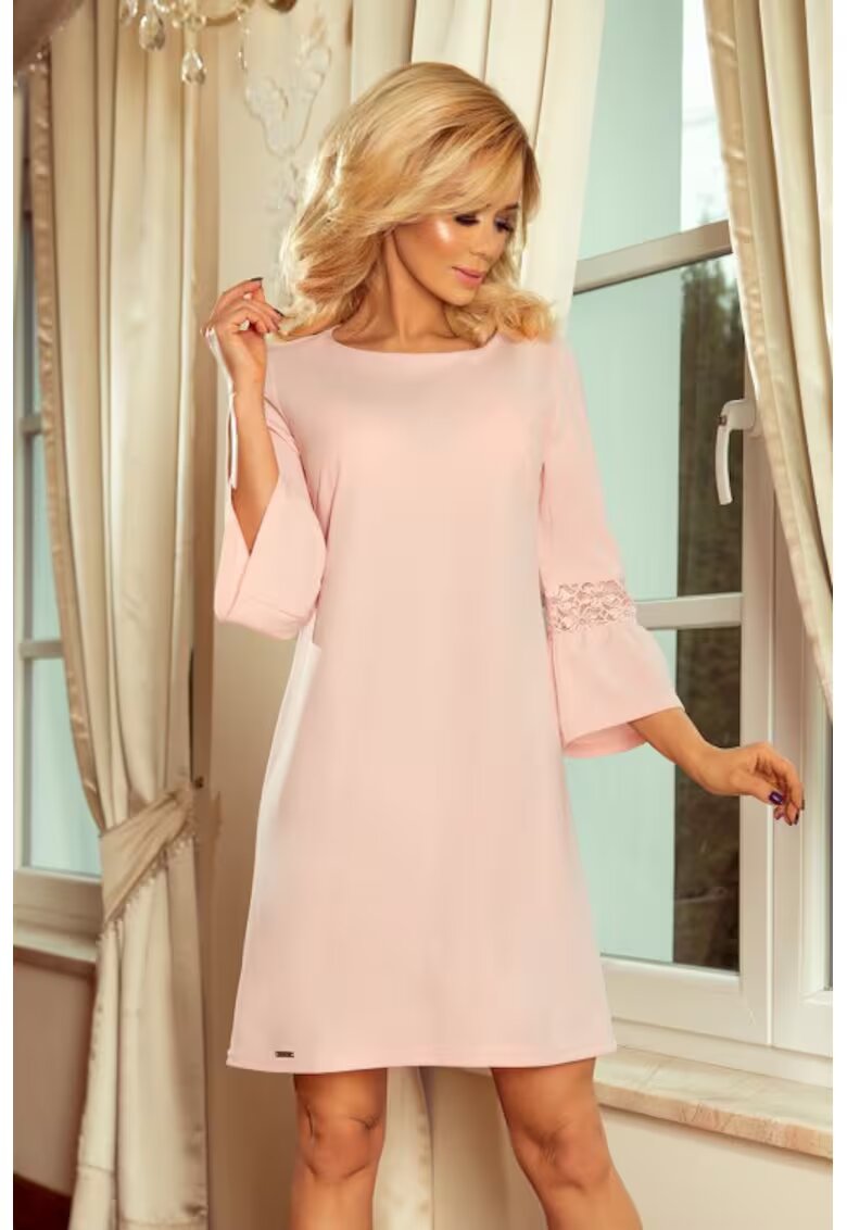 Numoco Rochie cu maneci din dantela - - Roz
