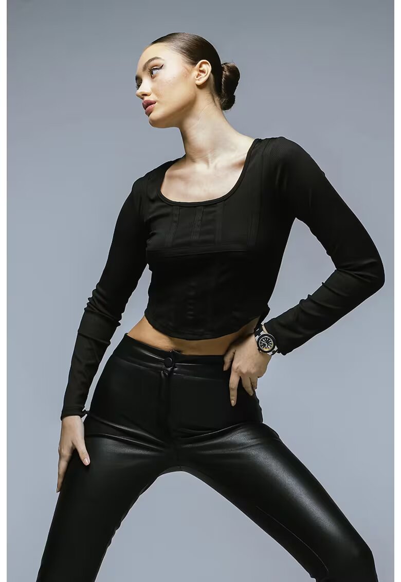 Nympha Clothing Bluza crop cu decolteu patrat - Negru