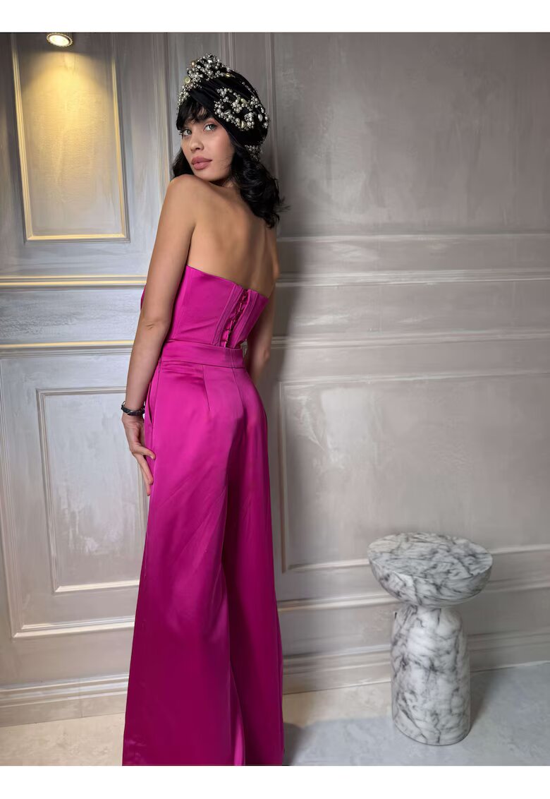 Nympha Clothing Pantaloni Satinati cu Croiala Larga - Fuchsia
