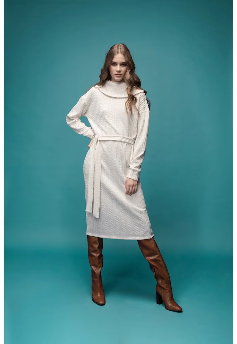 Nympha Clothing Rochie midi cu maneci cazute si cordon Elvi - Alb