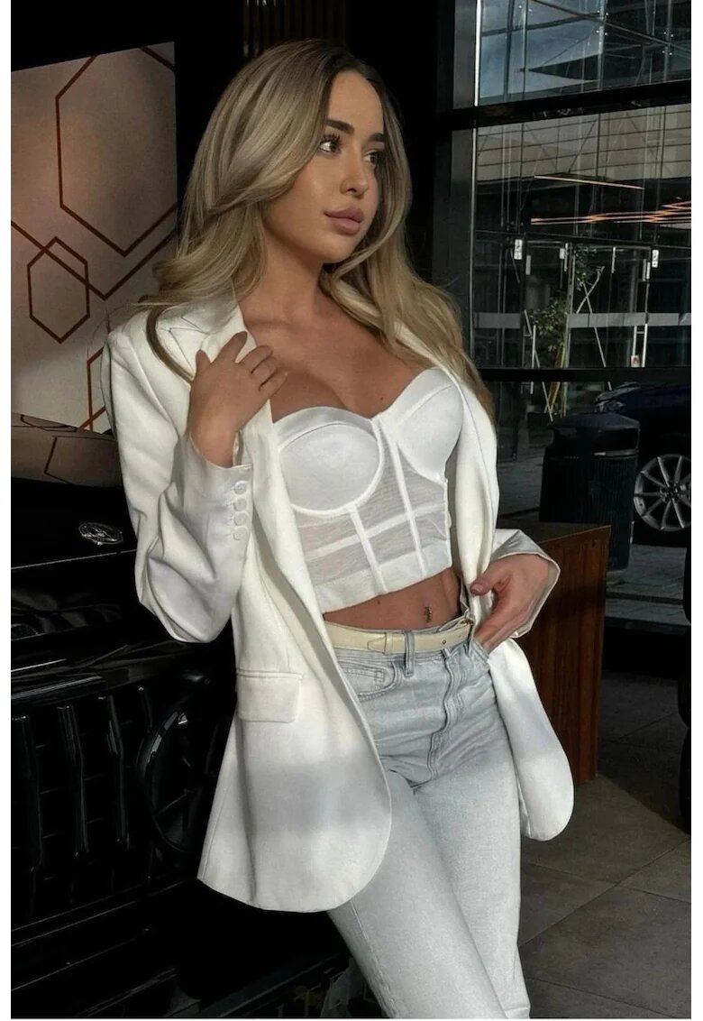 Nympha Clothing Top crop cu decolteu in forma de inima - Alb