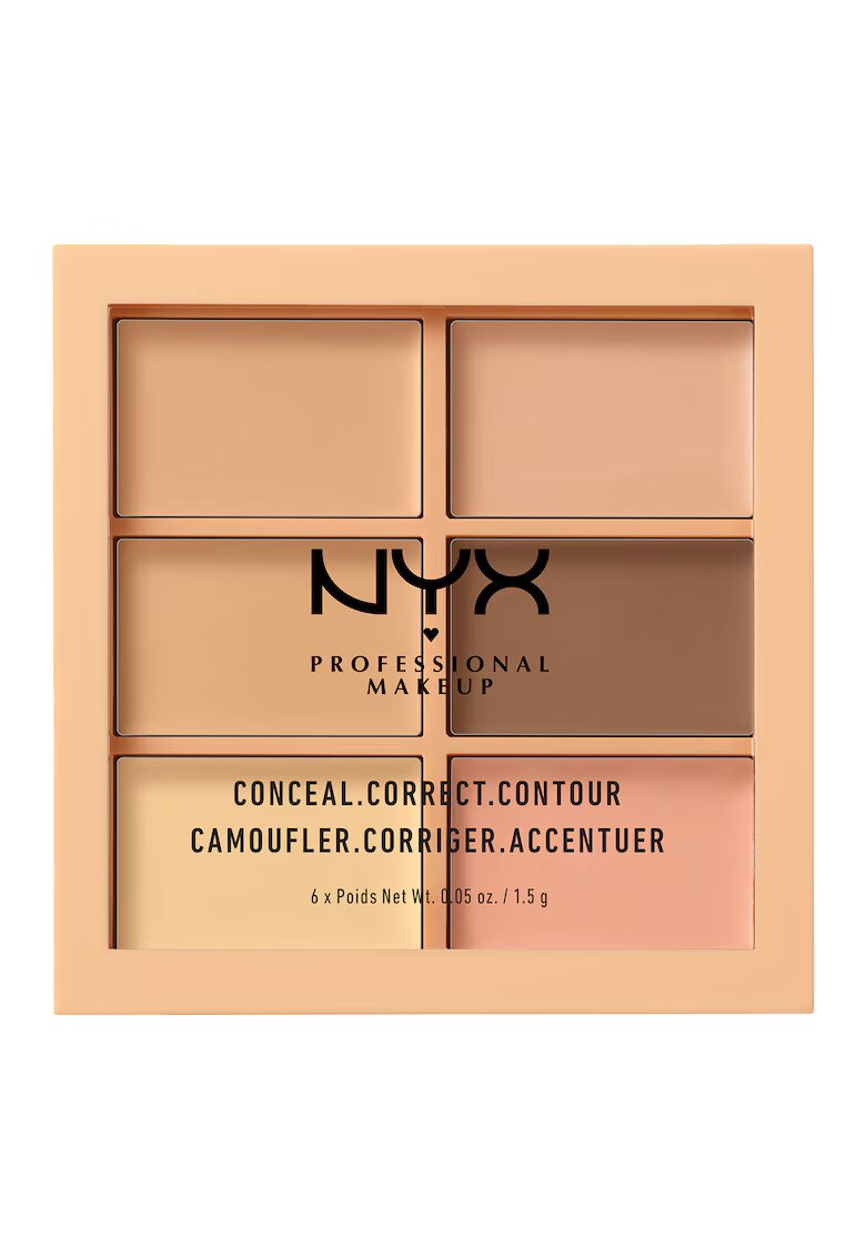 NYX Professional Makeup Paleta corectare & conturare cremoasa - construibila 3C Contour - Correct - and Conceal Palette 01 Light - 9 g