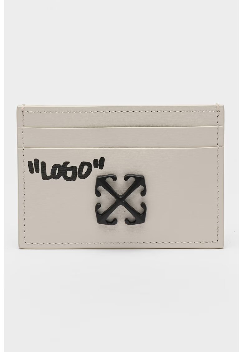 OFF-WHITE Portcart de piele cu logo Jitney - Bej