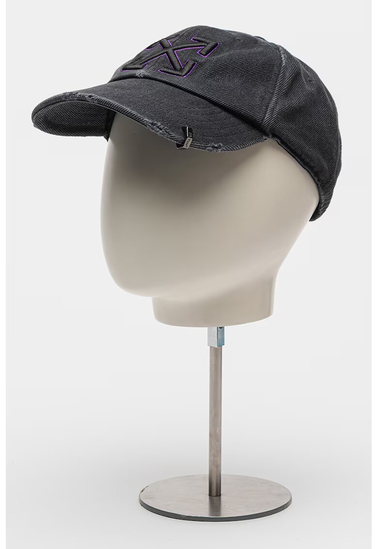 OFF-WHITE Sapca baseball de denim cu detalii deteriorate - Negru