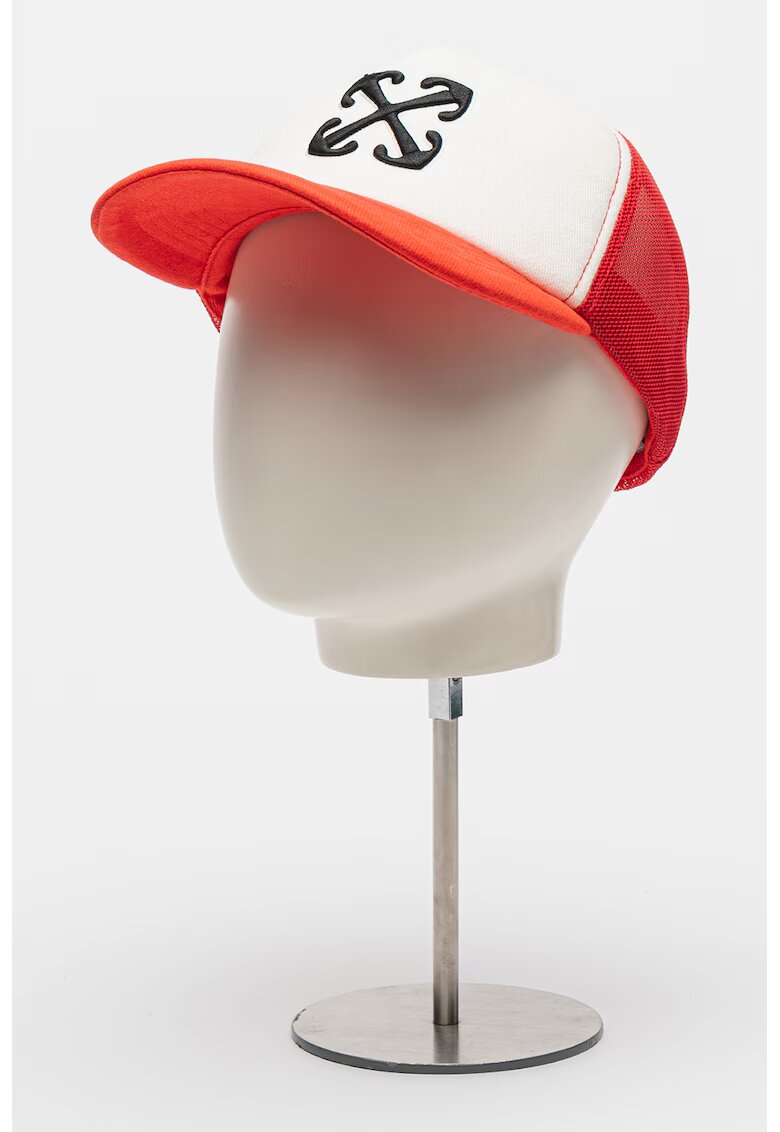OFF-WHITE Sapca trucker cu logo brodat - Alb/Negru/Coral