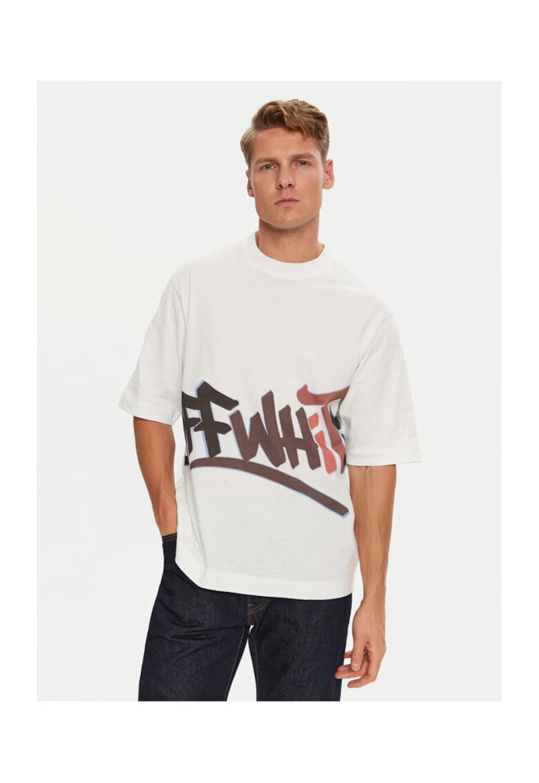 OFF-WHITE Tricou barbat alb - bumbac -