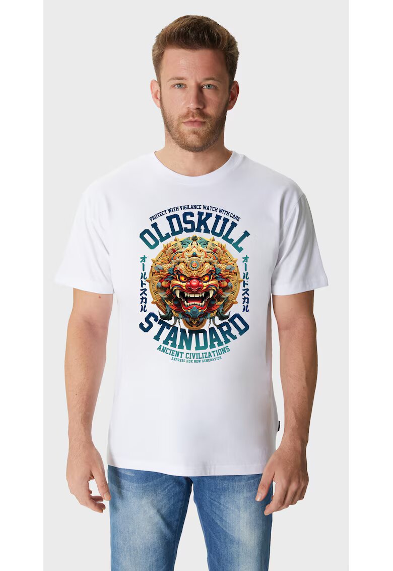 Oldskull Tricou cu imprimeu frontal