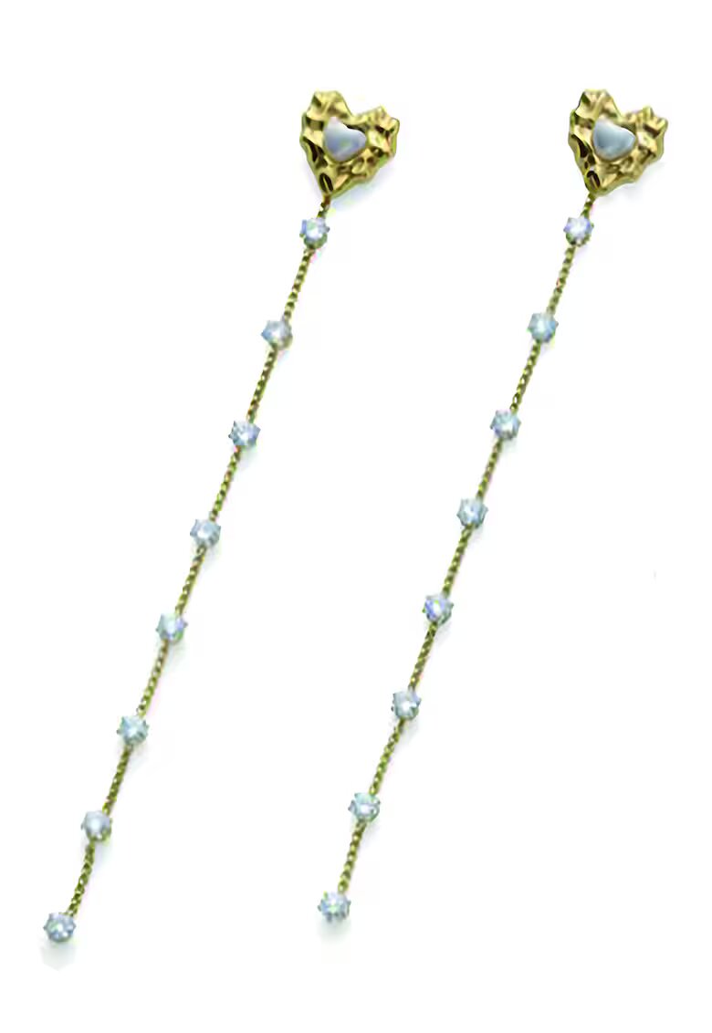 Oliver Weber Cercei drop decorati cu zirconia - Alb/Auriu