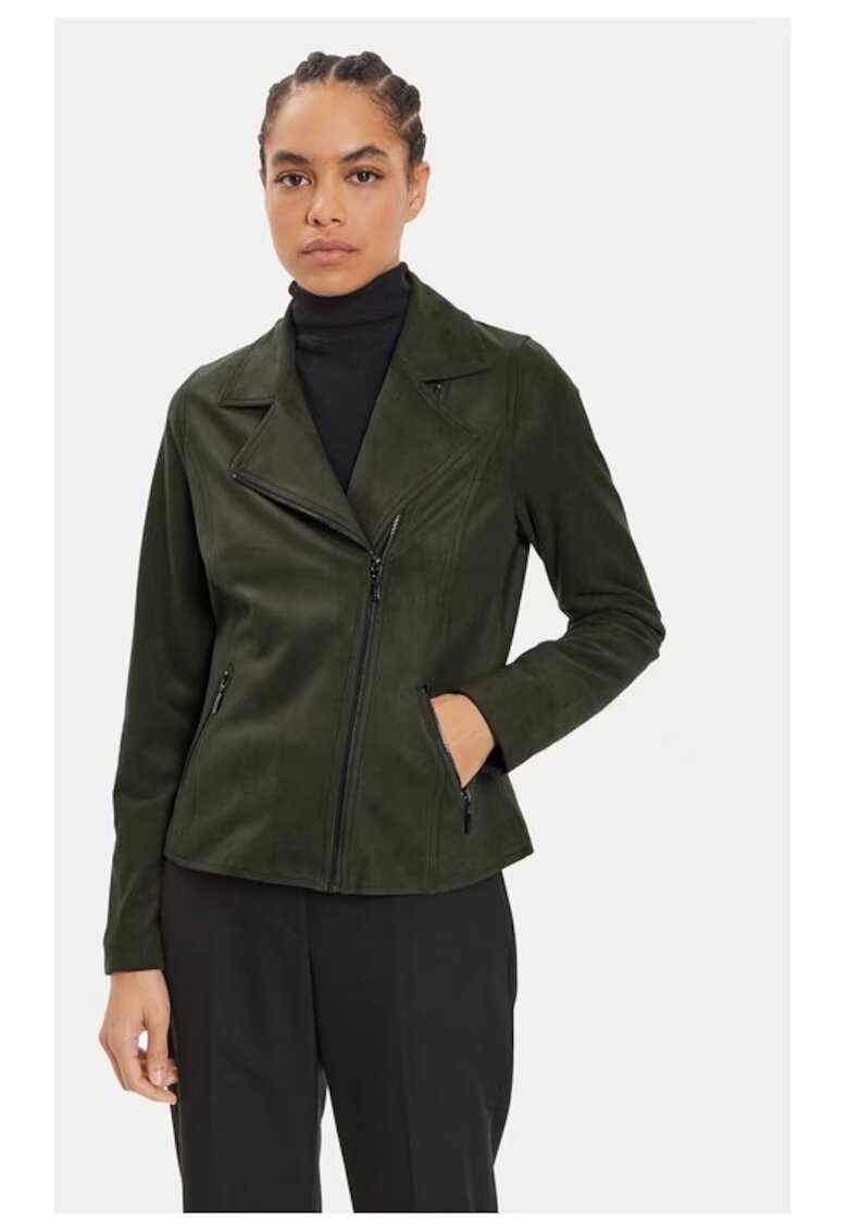 Olsen Geaca din imitatie de piele 15001386 Verde Regular Fit - Piele ecologica
