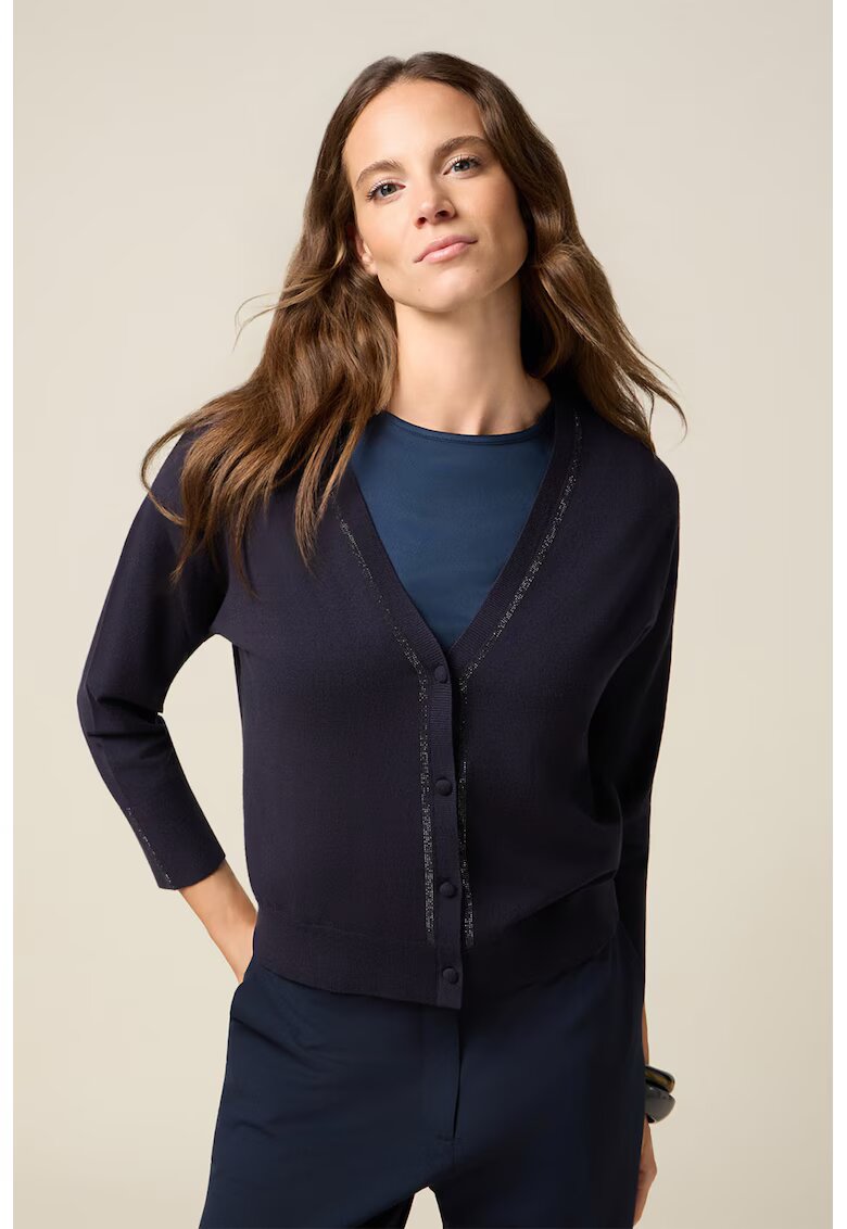 Oltre Cardigan cambrat cu decolteu in V - Albastru ultramarin