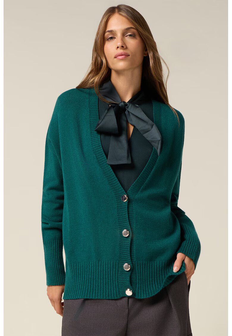 Oltre Cardigan lejer cu nasturi - Verde englez