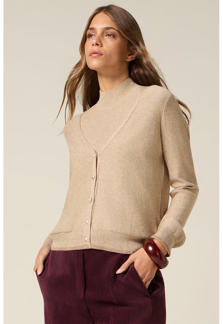 Oltre Cardigan uni cu decolteu in V - Maro camel