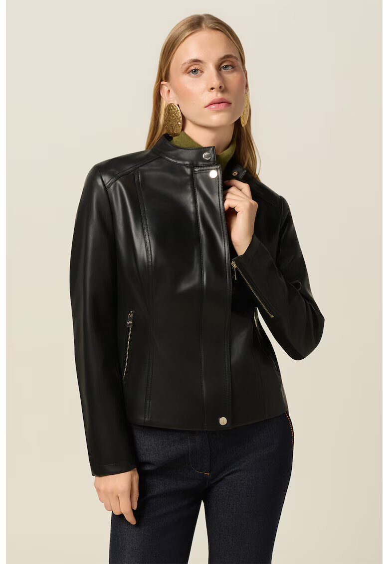 Oltre Jacheta slim fit cu fermoar - Negru
