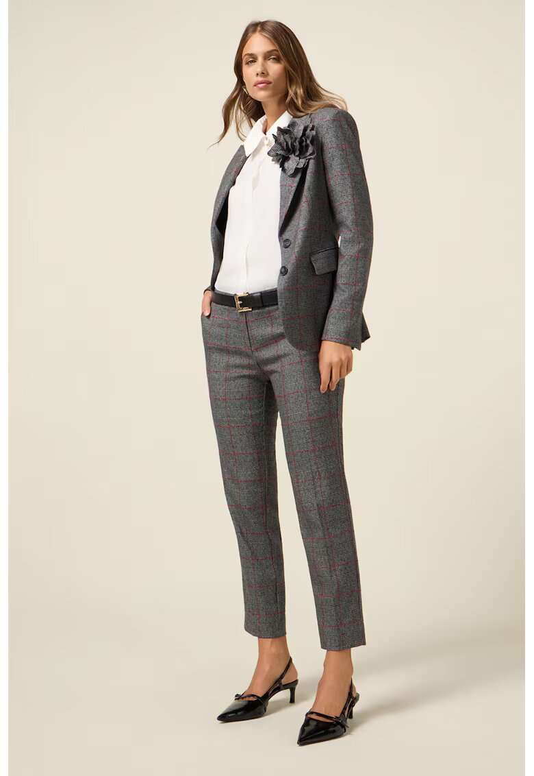 Oltre Pantaloni crop cu croiala in carouri - Gri inchis