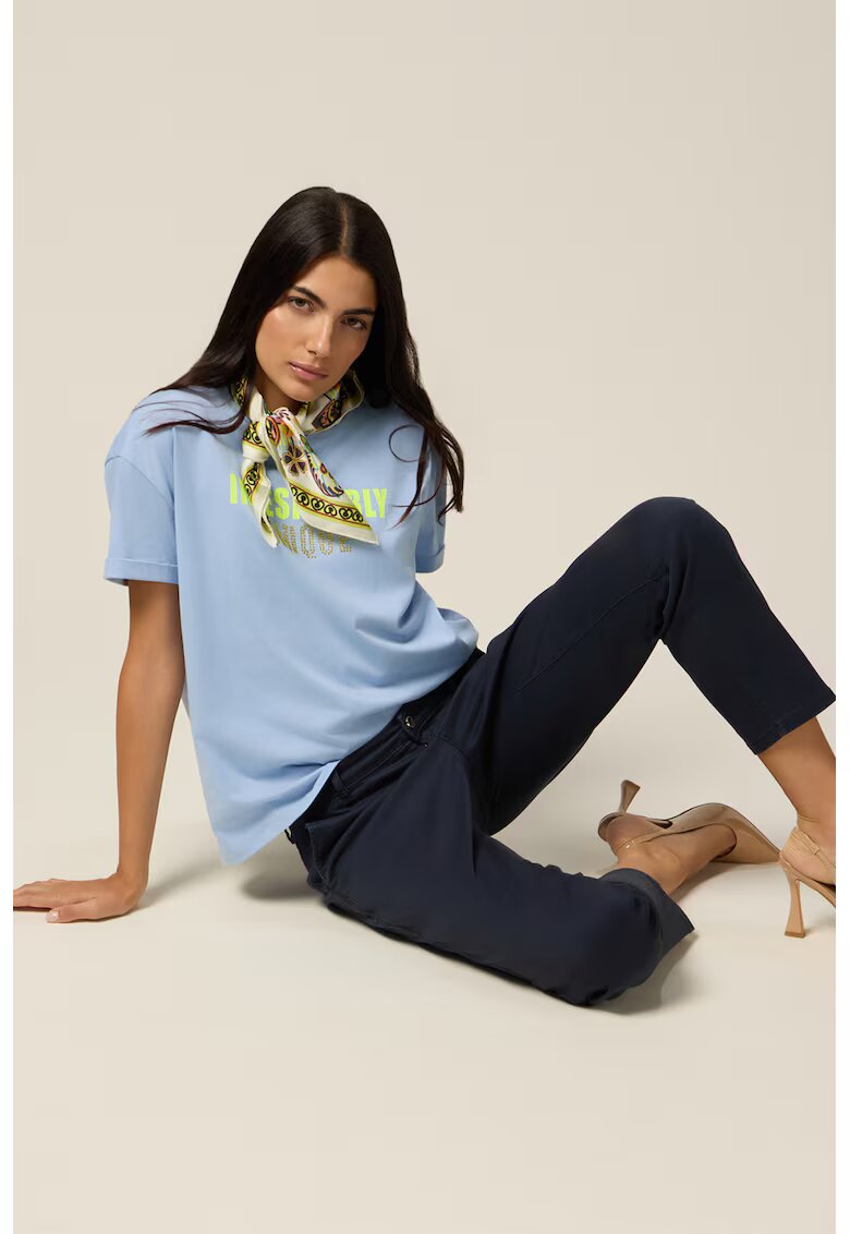 Oltre Pantaloni crop din amestec de lyocell cu buzunare oblice - Albastru ultramarin