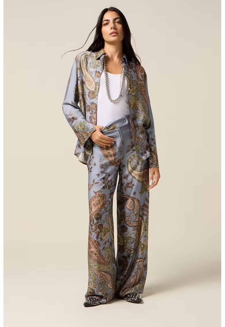 Oltre Pantaloni evazati cu model paisley - Multicolor