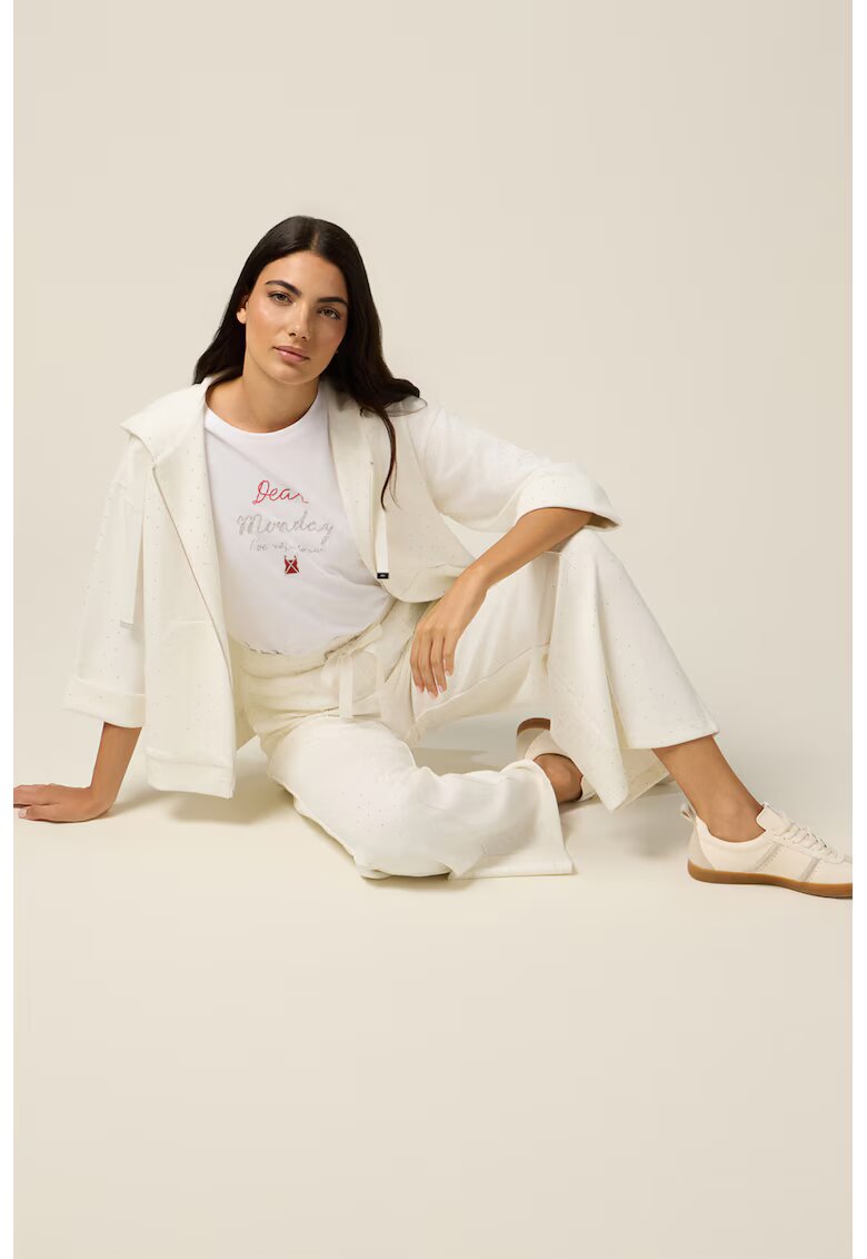 Oltre Pantaloni relaxed fit din amestec de modal cu pensa frontala - Alb
