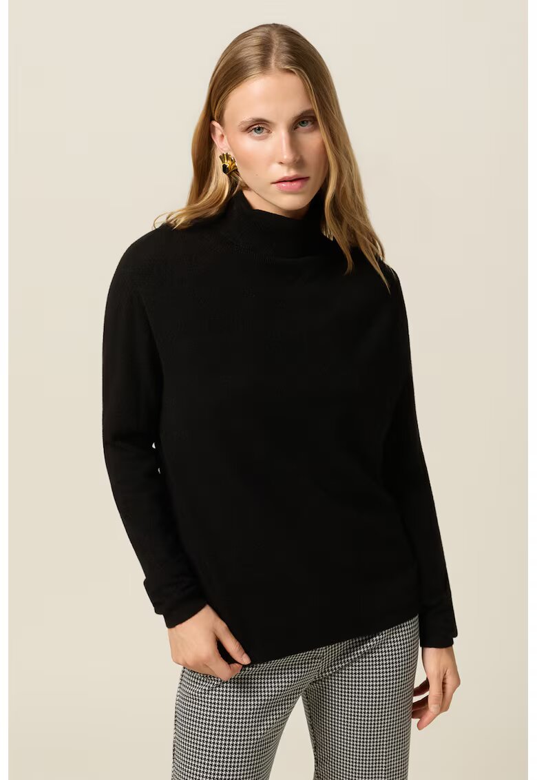 Oltre Pulover uni cu guler inalt - Negru