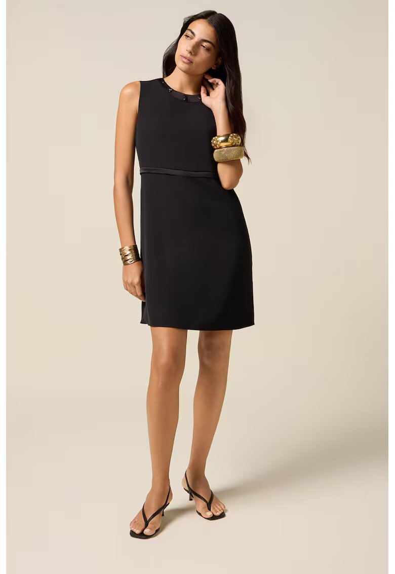 Oltre Rochie cu croiala in A si insertii din satin - Negru