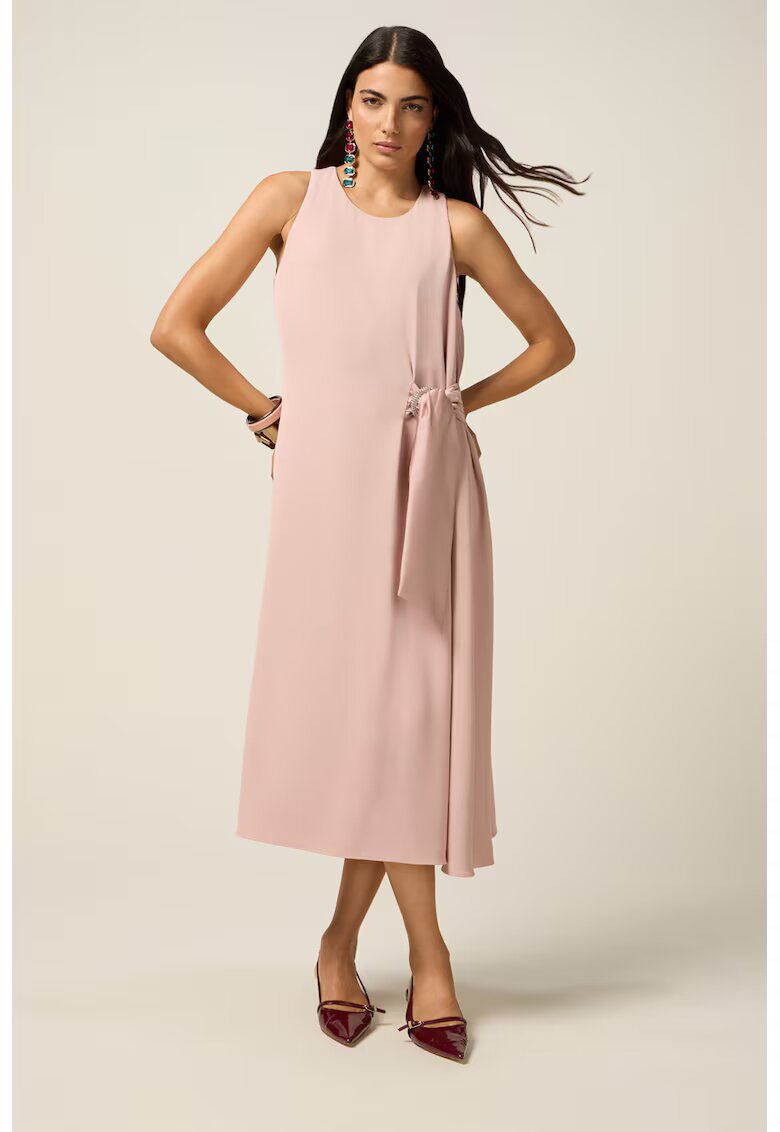 Oltre Rochie fara maneci cu detaliu innodat - Roz pastel