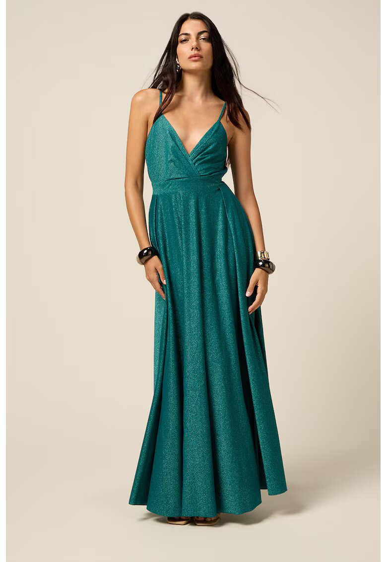 Oltre Rochie maxi cu particule stralucitoare - Verde aquamarin