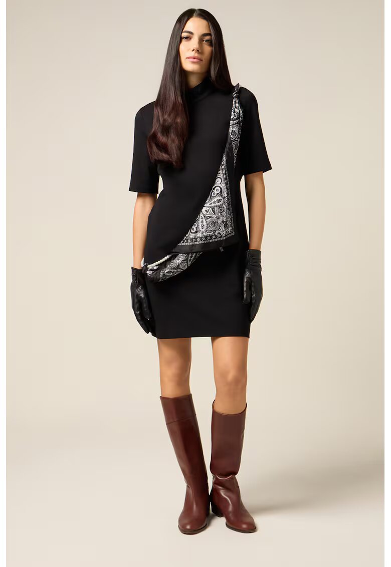 Oltre Rochie scurta cu maneci scurte - Negru/Gri deschis
