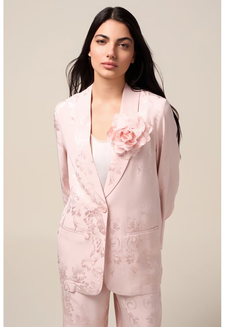 Oltre Sacou cu detaliu floral - Roz pal