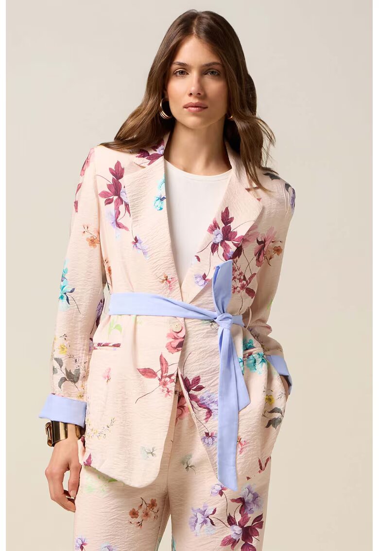 Oltre Sacou cu model floral - Visiniu/Bej deschis