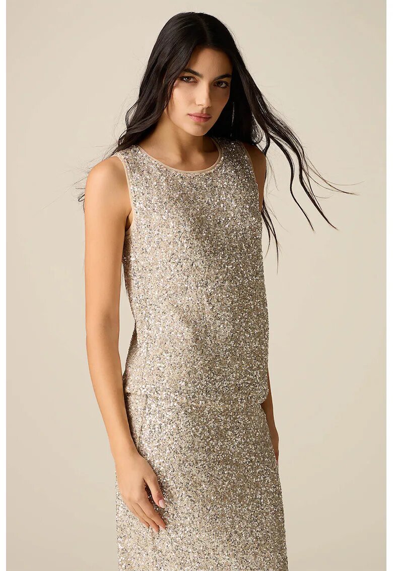 Oltre Top regular-fit cu decolteu rotund - Auriu