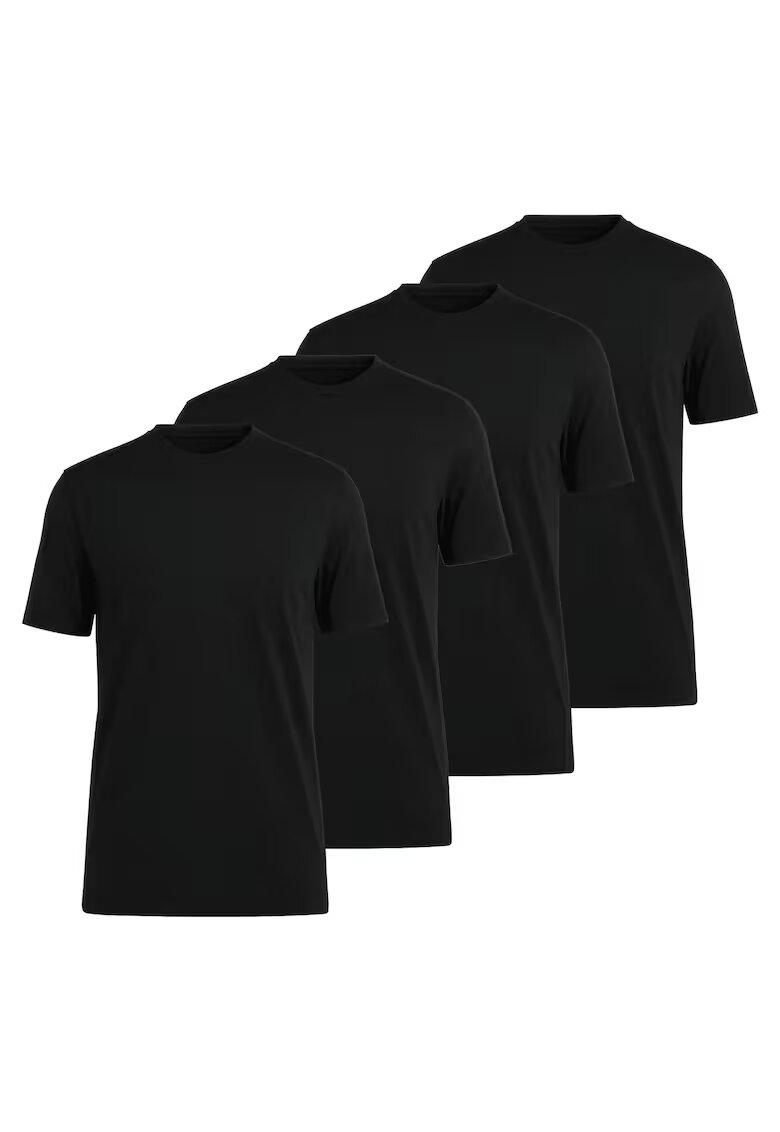 OLYMP Set de tricouri din bumbac cu model uni - 4 piese - Negru