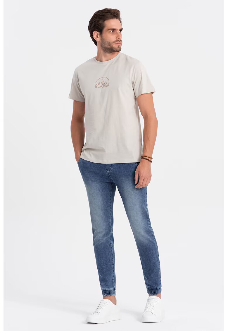 OMBRE Blugi cu croiala conica si snururi de ajustare - Albastru