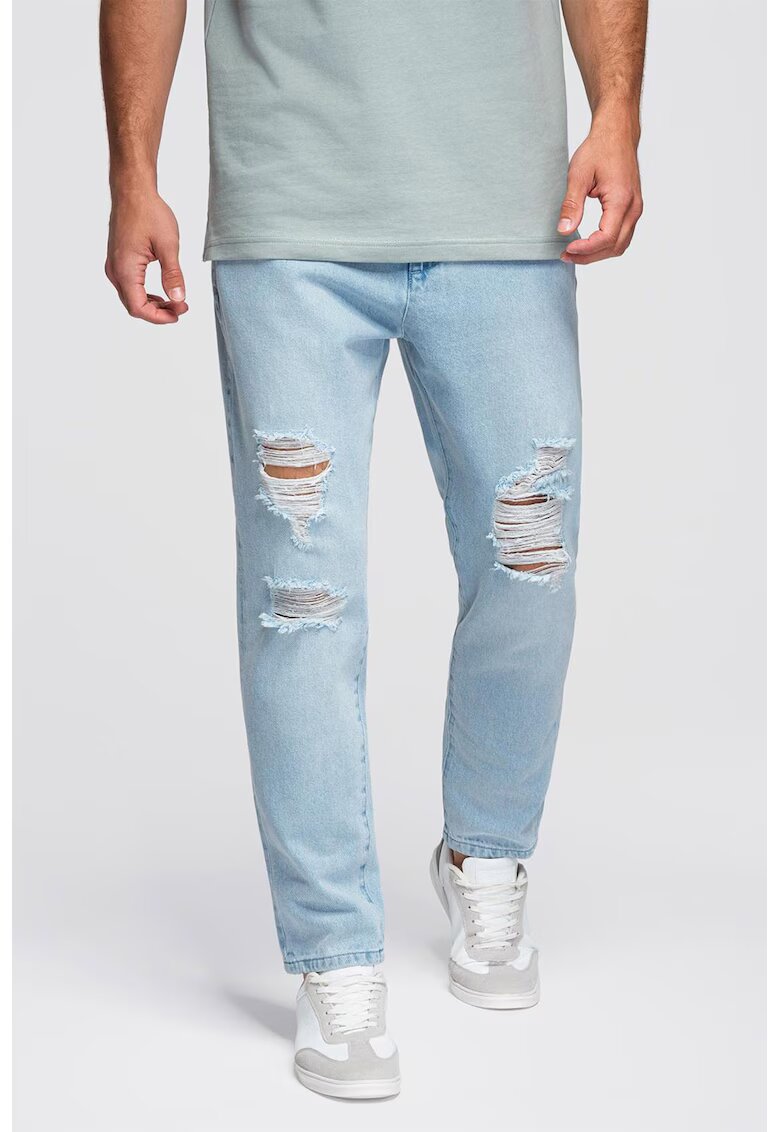 OMBRE Blugi drepti cu striatii - Albastru pastel