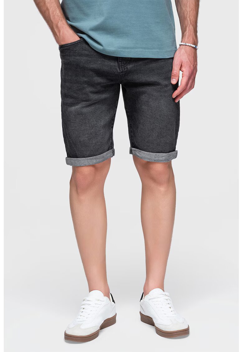 OMBRE Blugi scurti cu aspect decolorat - Negru