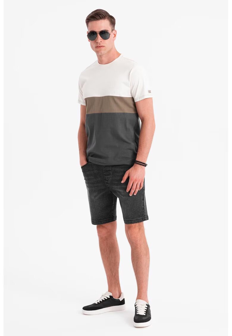 OMBRE Blugi scurti cu talie ajustabila - Negru stins
