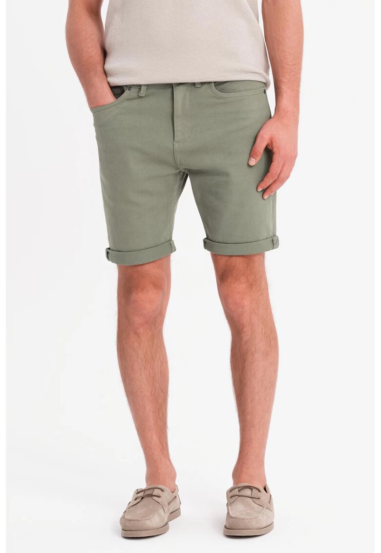 OMBRE Blugi scurti cu talie medie - Verde deschis