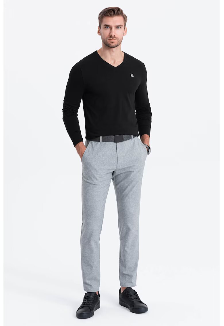 OMBRE Bluza cu decolteu in V si detaliu logo - Negru
