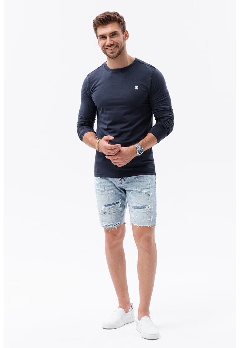 OMBRE Bluza cu decolteu la baza gatului - Bleumarin
