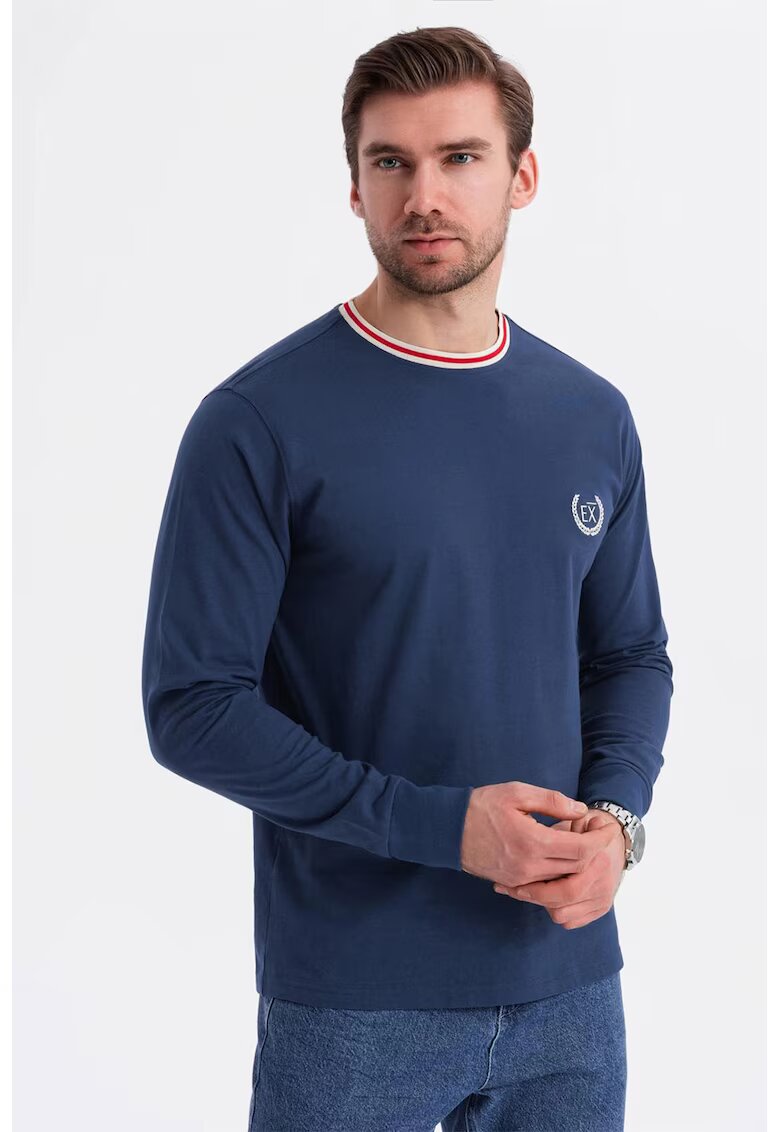 OMBRE Bluza de bumbac cu logo - Bleumarin