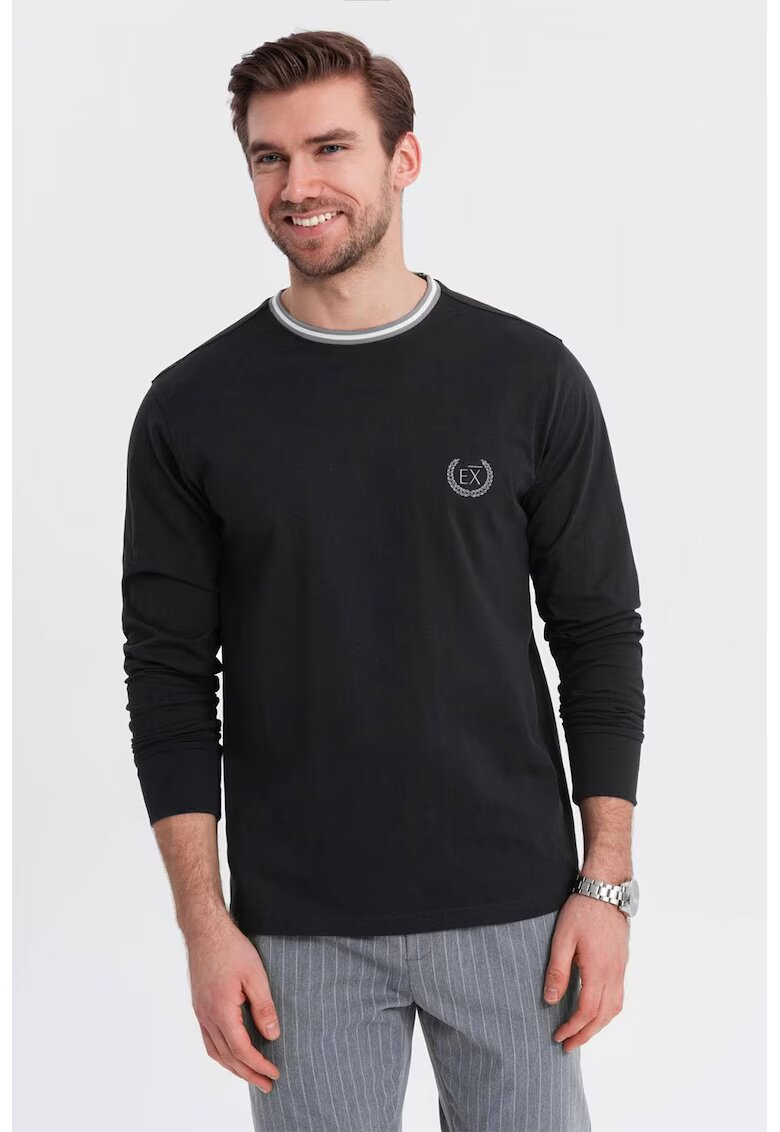 OMBRE Bluza de bumbac cu logo - Negru