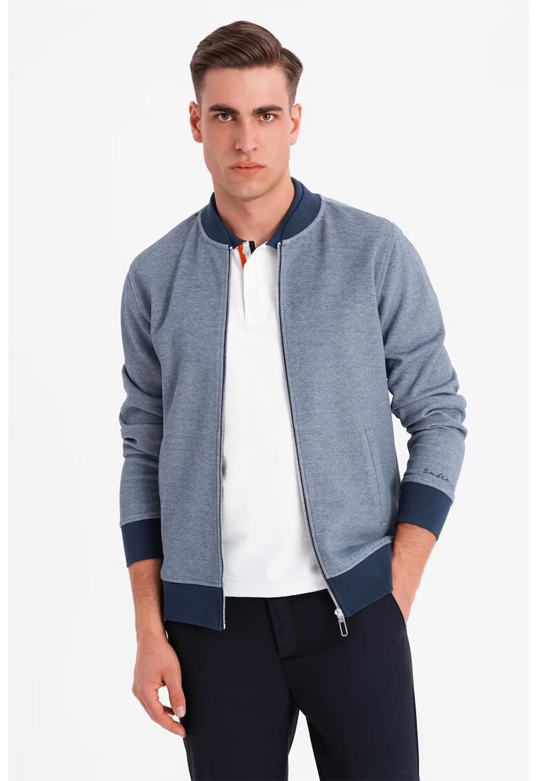OMBRE Bluza de trening cu fermoar - Albastru prafuit