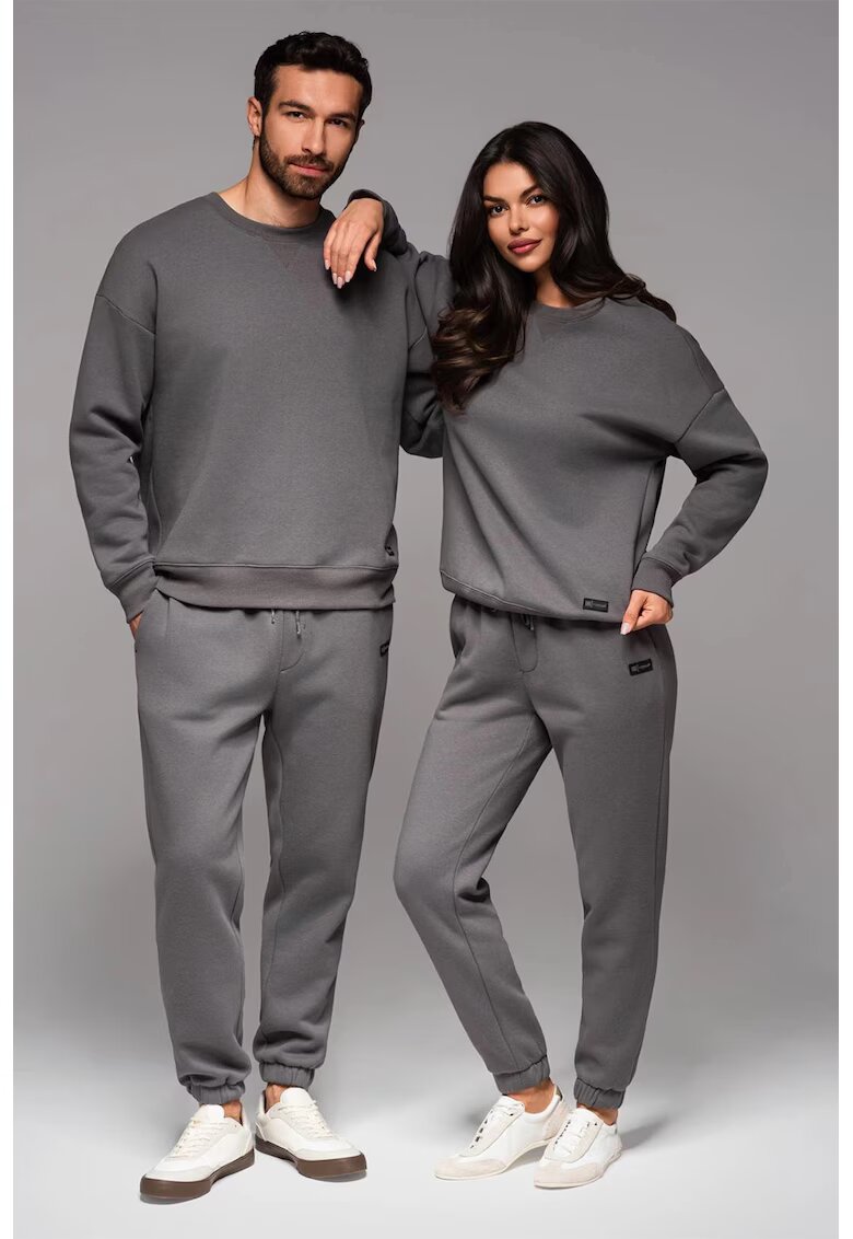 OMBRE Bluza de trening unisex cu maneci cazute - Gri inchis