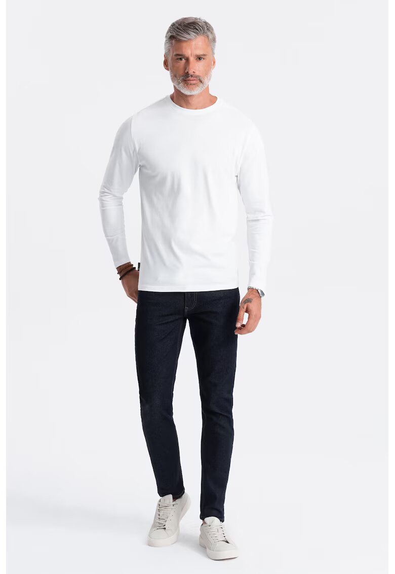 OMBRE Bluza din bumbac cu decolteu la baza gatului - Alb optic