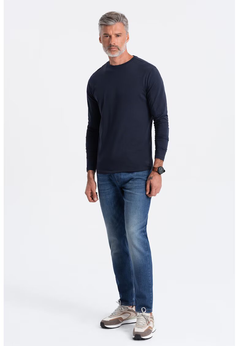 OMBRE Bluza din bumbac cu decolteu la baza gatului - Bleumarin