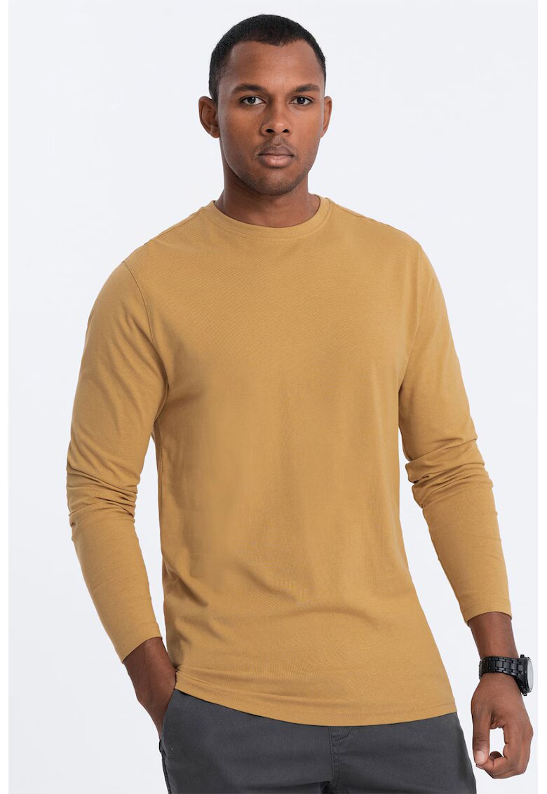 OMBRE Bluza din bumbac cu decolteu la baza gatului - Galben mustar
