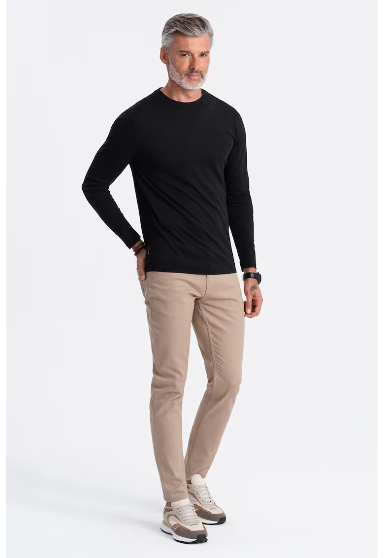 OMBRE Bluza din bumbac cu decolteu la baza gatului - Negru