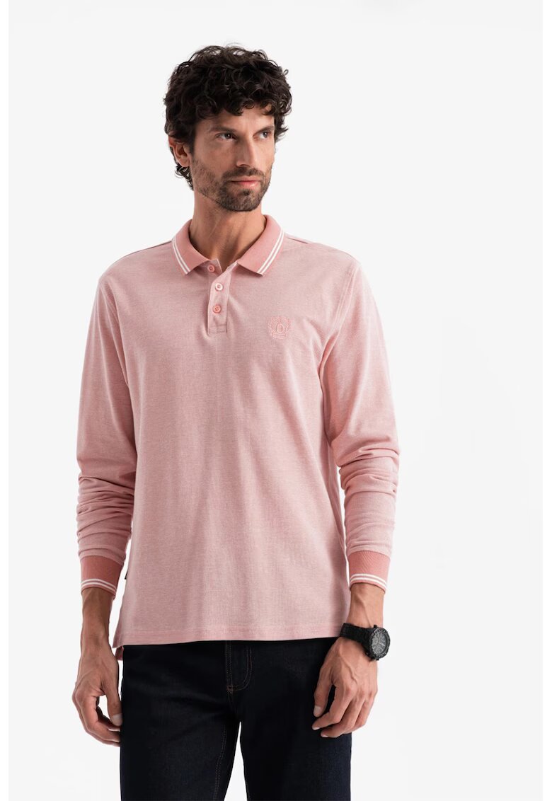 OMBRE Bluza polo cu fenta cu fermoar - Roz deschis