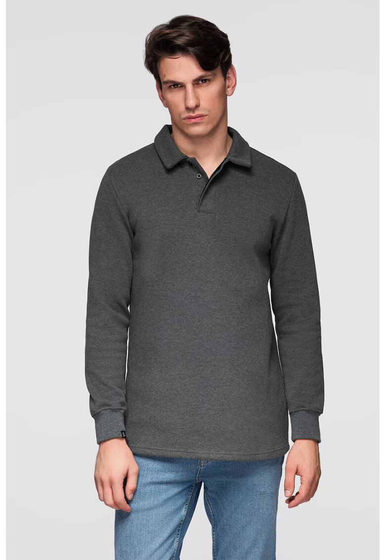 OMBRE Bluza polo din amestec de bumbac - Gri antracit