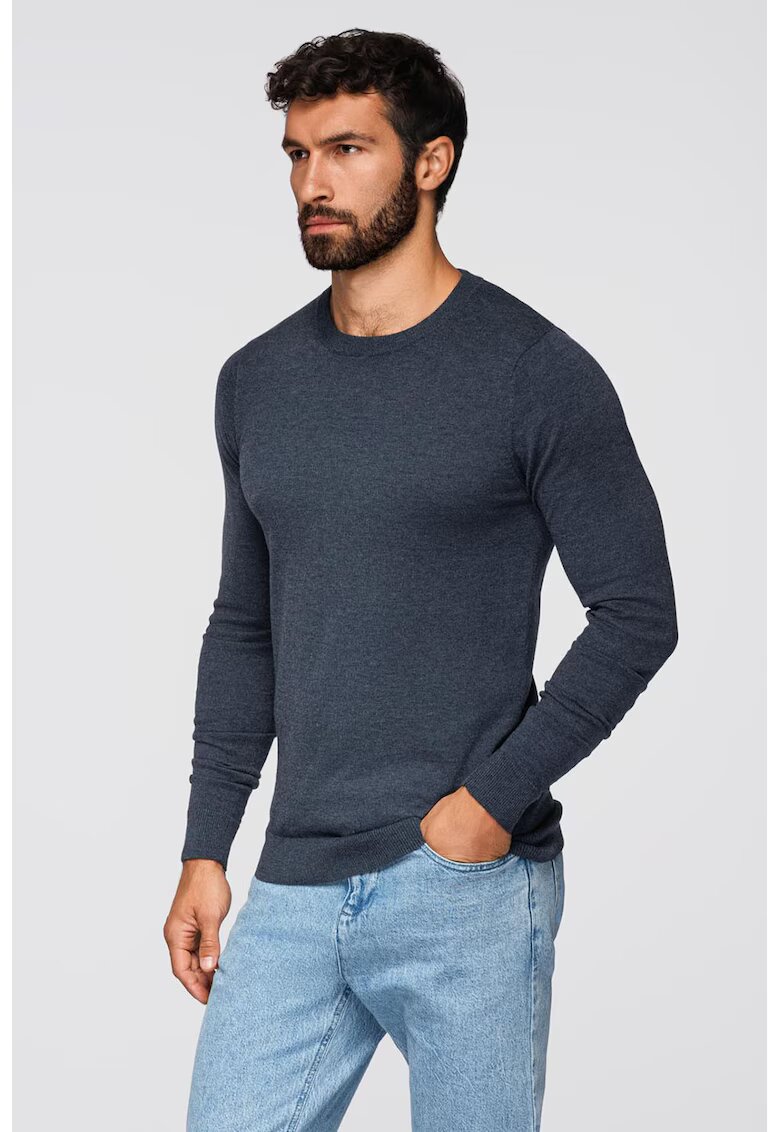 OMBRE Bluza uni cu decolteu la baza gatului - Bleumarin