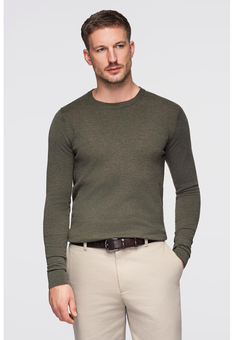 OMBRE Bluza uni cu decolteu la baza gatului - Kaki