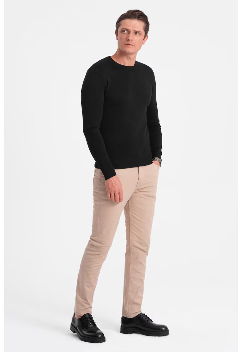 OMBRE Bluza uni cu decolteu la baza gatului - Negru